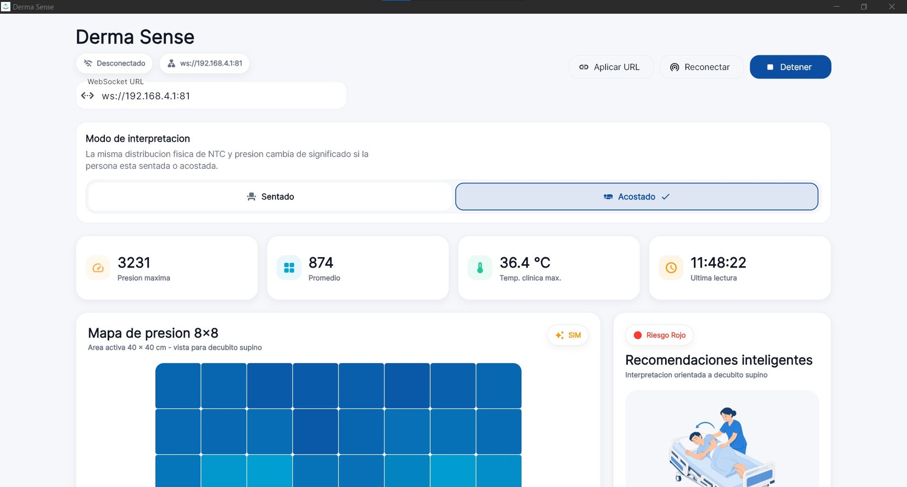 Dashboard de la app Flutter de DermaSense